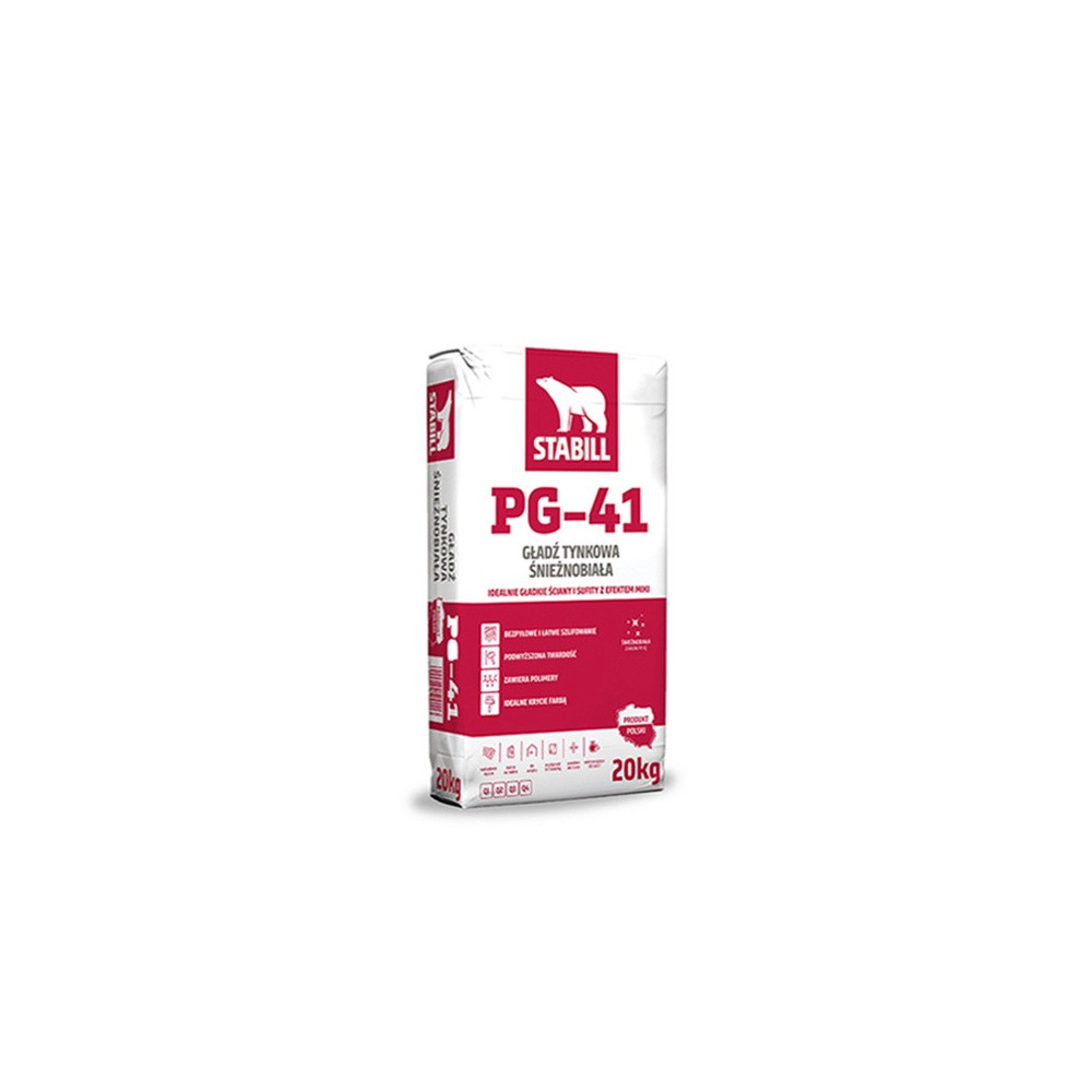 Gładź Stabill PG-41 20 kg – śnieżnobiała masa tynkowa w opakowaniu 20 kg Gładź Stabill PG-41 20 kg – śnieżnobiała masa tynkowa w opakowaniu 20 kg