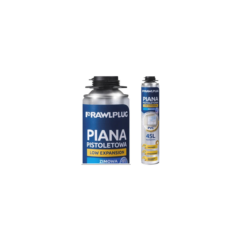 Piana pistoletowa niskoprężna do PVC, wydajność do 45l, zimowa, 750 ml Piana pistoletowa niskoprężna do PVC, wydajność do 45l, zimowa, 750 ml